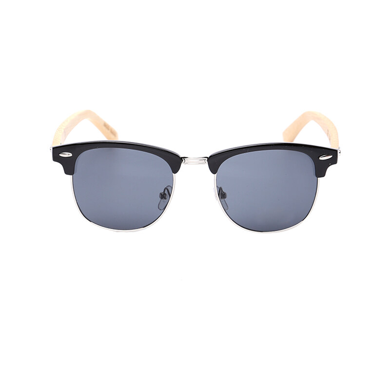 Lesara Sonnenbrille mit eckigen Gläsern & Holzbügel - Schwarz