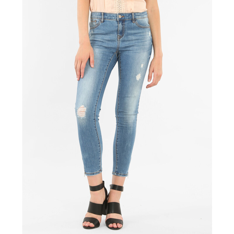 Sale - Skinny-Jeans mit Reißverschluss -50%, Denimblau, Größe 40 - Pimkie - Mode für Damen