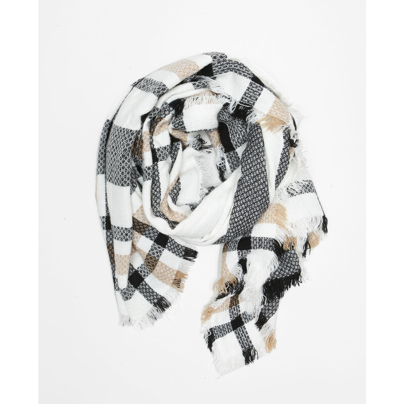 Maxi-Schal mit Karomuster Naturweiß, Größe 00 -Pimkie- Mode für Damen