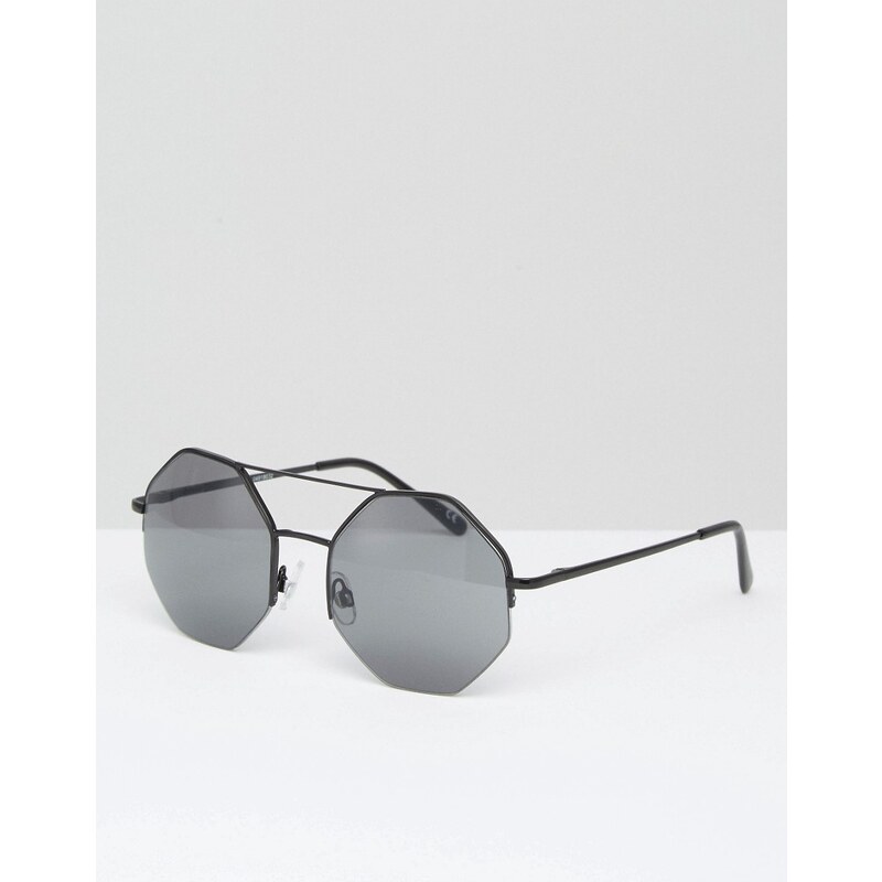 ASOS - Sechseckige, schwarze Sonnenbrille - Schwarz