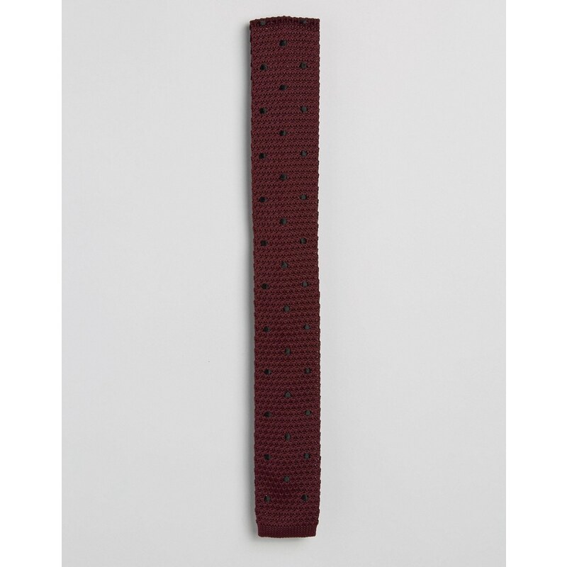 ASOS - Strick-Krawatte mit Punkten in Bordaux - Rot