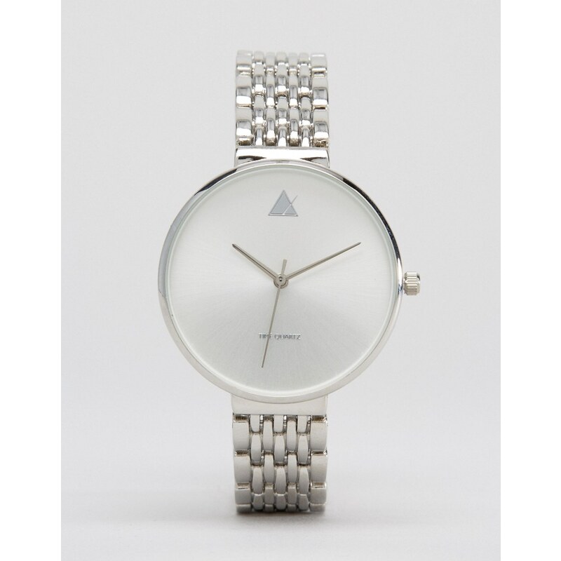 ASOS - Uhr mit großem Ziffernblatt und schmalem Armband - Silber