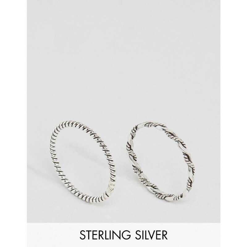 Kingsley Ryan - Set mit verschiedenen Ringen mit Kordeln und verdrehten Designs - Silber