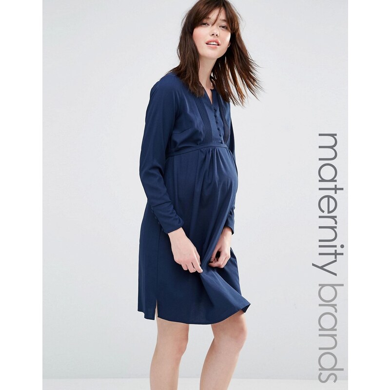 Mama.licious Mamalicious - Skaterkleid mit plissiertem Emblem - Marineblau
