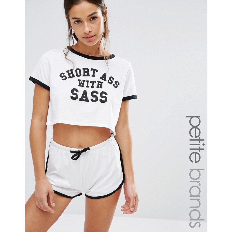 Missguided Petite - Short Ass With Sass - Exklusives Kurz-T-Shirt - Weiß