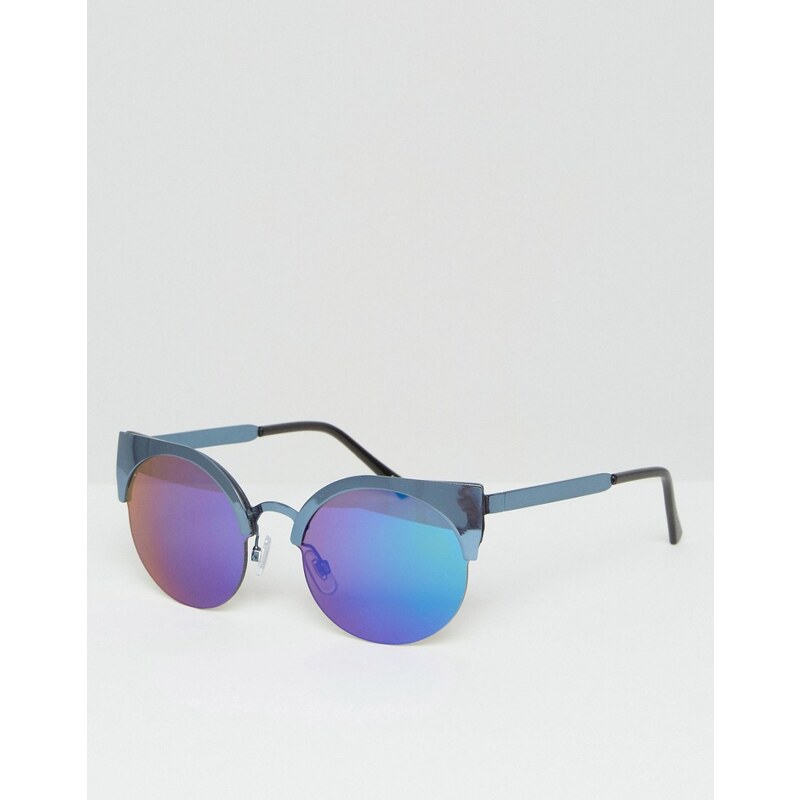Monki - Metall-Sonnenbrille im Katzenaugendesign - Blau