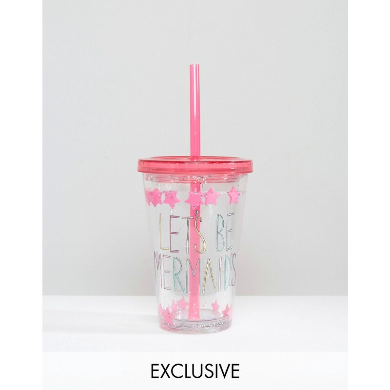 Paperchase - Mermaid - Glas mit Strohhalm - Mehrfarbig