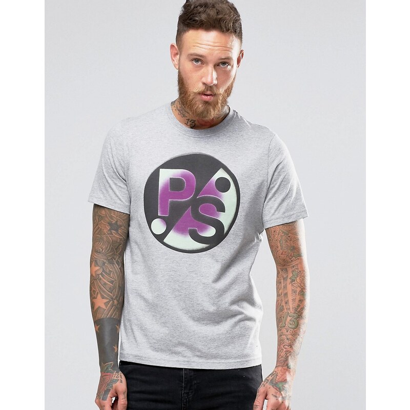 PS by Paul Smith Paul Smith - T-Shirt mit großem PS-Print in Grau - Grau