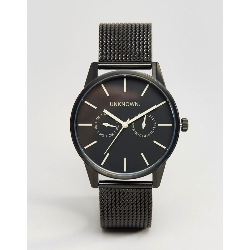 UNKNOWN - Uhr mit schwarzem Netzarmband, 39mm - Schwarz