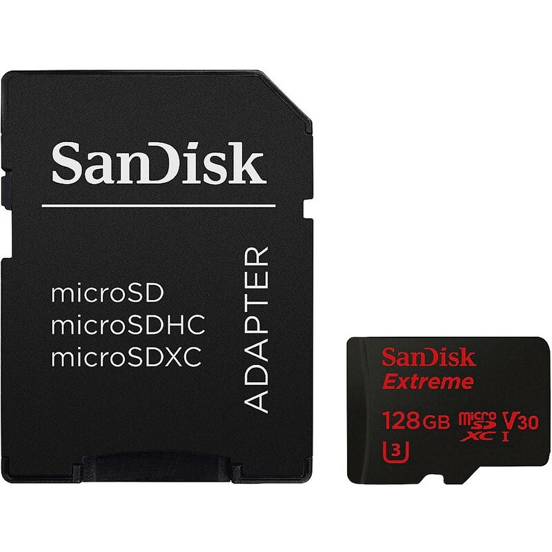 SanDisk microSDXC Extr. 128GB Vid.Sp. Cl V30, UHS Sp.Cl.U3, UHS-I
