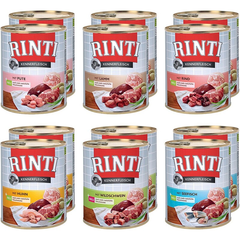 RINTI Set: Hundenassfutter »Kennerfleisch«, 12 Dosen á 800 g oder 24 Dosen á 800 g