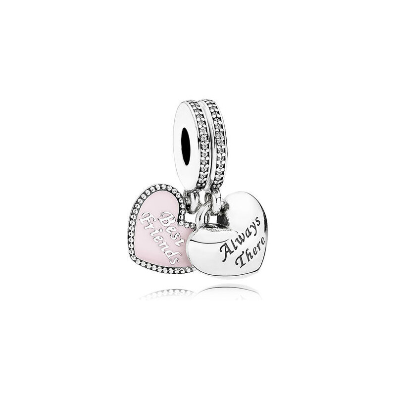 Pandora Damen Charm mit Anhänger Best Friends Pink Silber onesize 791950CZ