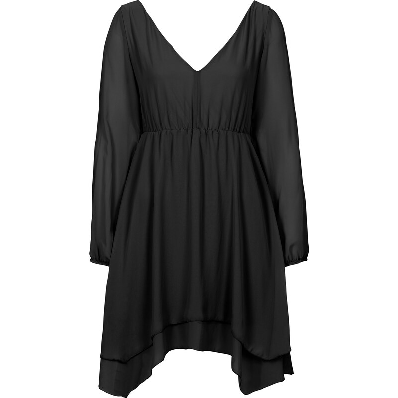 BODYFLIRT Chiffon-Kleid langarm in schwarz von bonprix