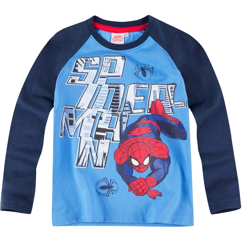Spiderman Langarmshirt marine blau in Größe 104 für Jungen aus 100% Baumwolle