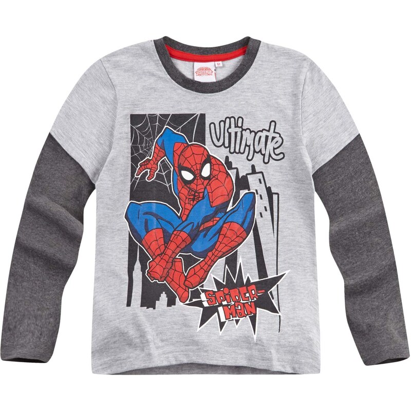 Spiderman Langarmshirt grau in Größe 98 für Jungen aus 60 % Baumwolle 40 % Polyester