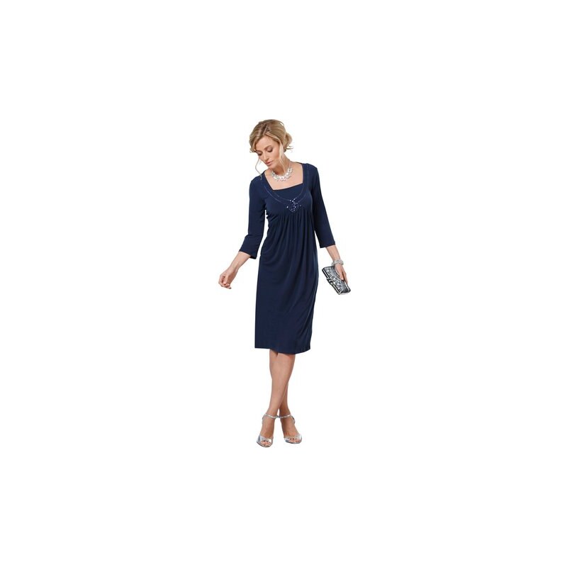 LADY Damen Lady Jersey-Kleid mit funkelnder Paillettenverzierung blau 36,38,40,42,44,46,48,50,52,54