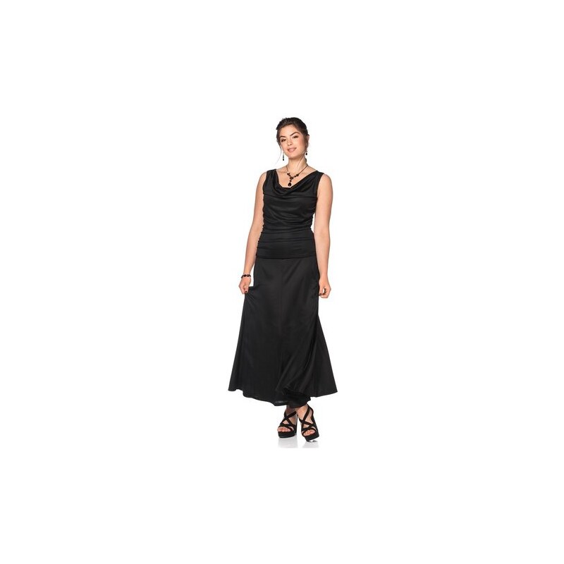 Damen Style Abendkleid mit Wasserfallkragen SHEEGO STYLE schwarz 40,42,44,46,48,50,52,54,56,58