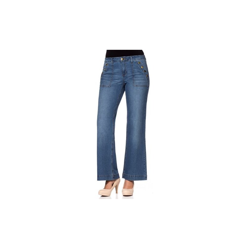 Damen Denim Weite Stretch-Jeans mit Used-Effekten SHEEGO DENIM blau 40,42,44,46,48,50,52,54,56,58