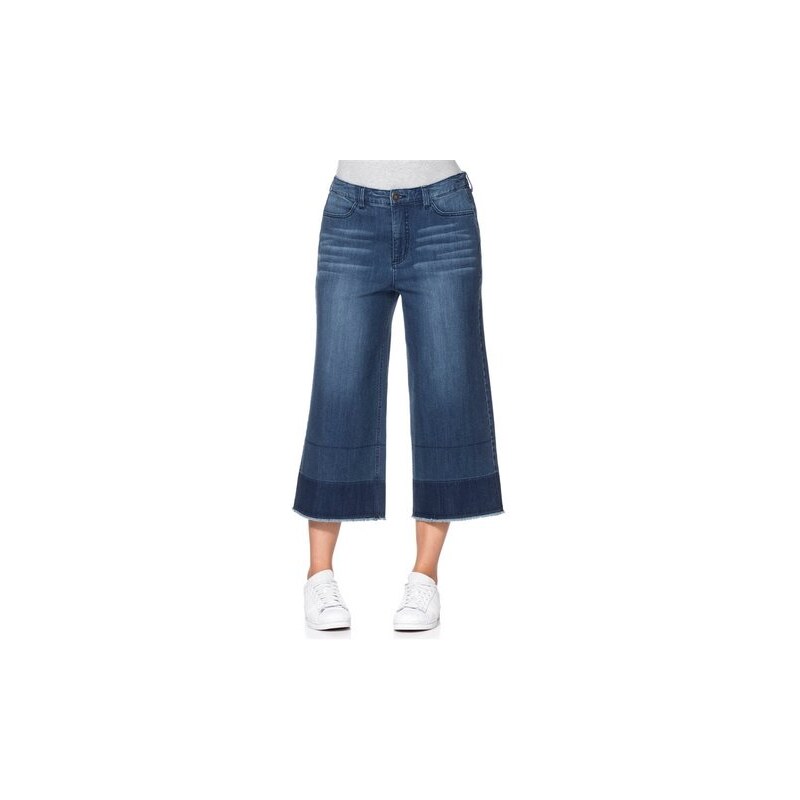 Damen Denim Jeans Culotte mit Fransen SHEEGO DENIM blau 40,42,44,46,48,50,52