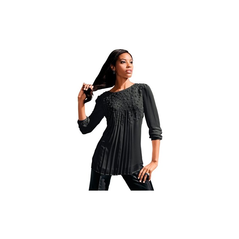 LADY Damen Lady Bluse in fließender leicht transparenter Chiffon-Qualität schwarz 36,38,40,42,44,46,48