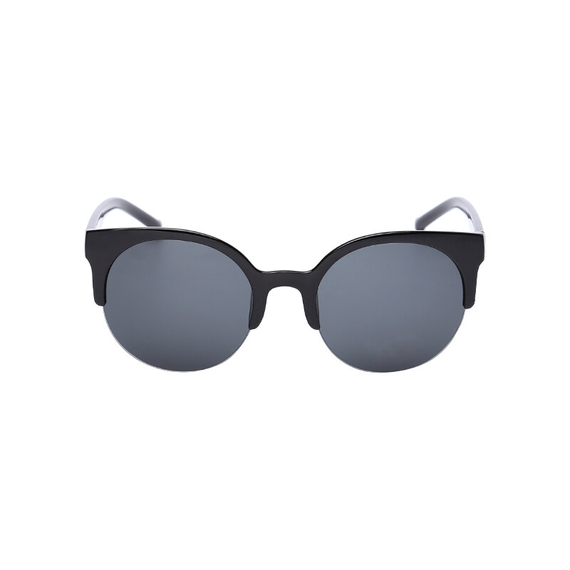 Lesara Halbrand-Sonnenbrille mit runden Gläsern - Schwarz