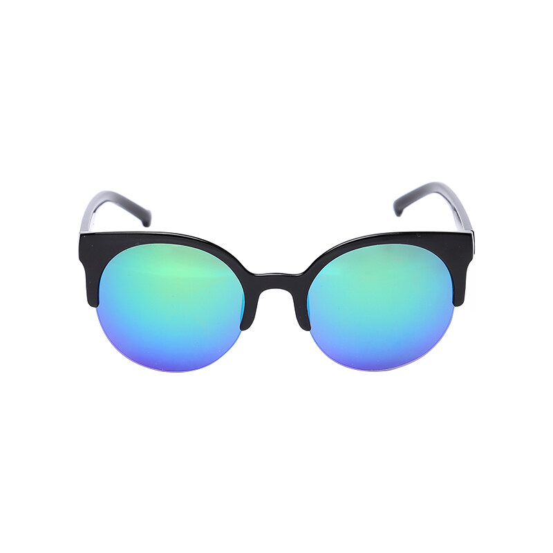 Lesara Halbrand-Sonnenbrille mit runden Gläsern - Blau