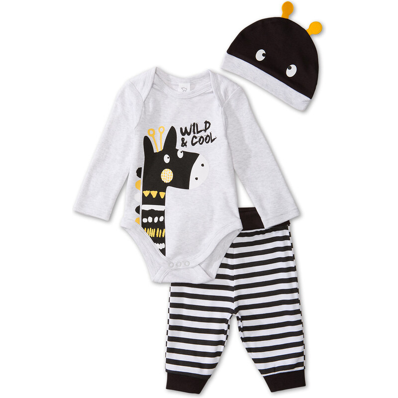 C&A Baby 3-teiliger Baby-Pyjama aus Bio-Baumwolle in Grau
