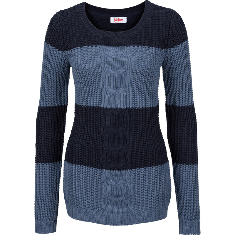 John Baner JEANSWEAR Langarm-Pullover mit Zopfmuster in blau für Damen von bonprix