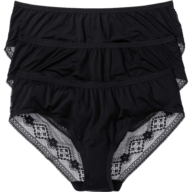 bpc bonprix collection Mikrofaser Panty (3er-Pack) in schwarz für Damen von bonprix