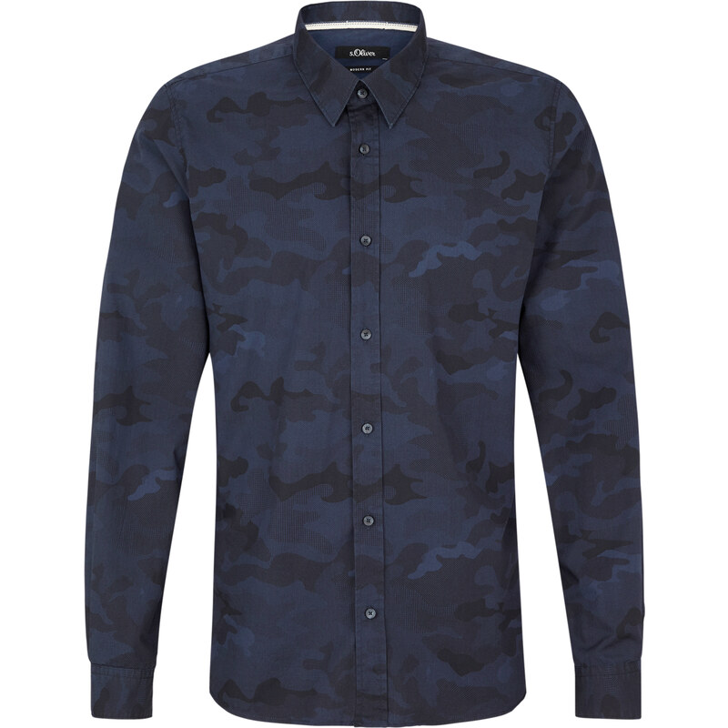 s.Oliver BLACK LABEL Modern Fit: Hemd in Camouflage-Optik