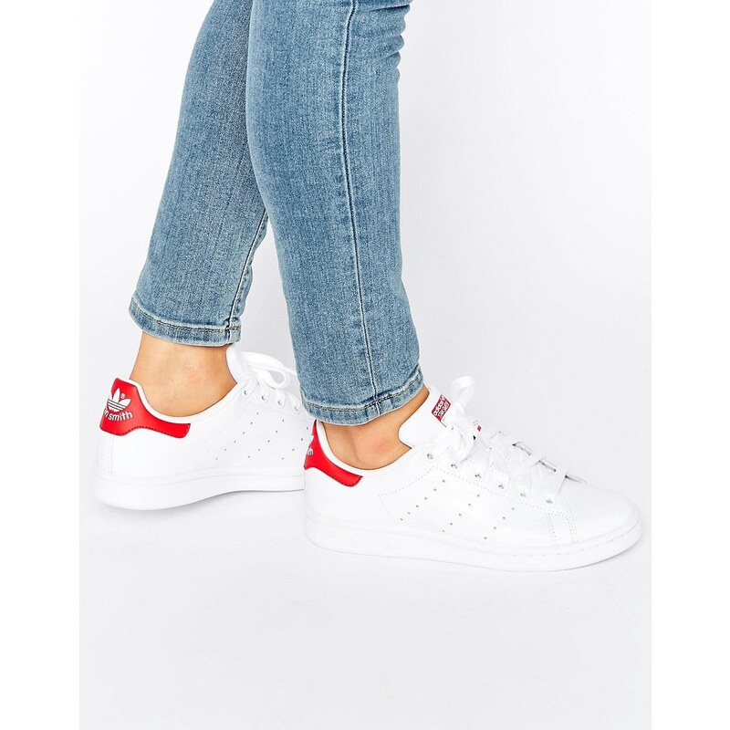 adidas Originals - Stan Smith - Unisex-Sneaker in Weiß und Rot - Weiß