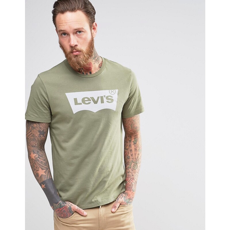 Levis Levi's - Grünes T-Shirt mit Logo und Fledermausärmeln - Grün