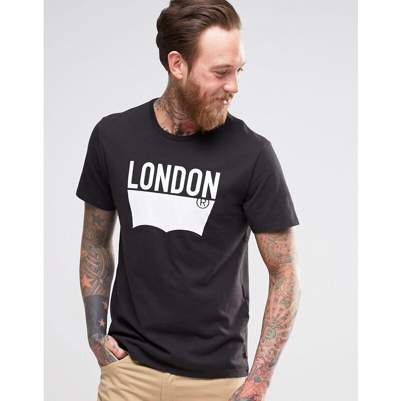 Levis Levi's - London - T-Shirt mit Logo und Fledermausärmeln in Schwarz - Schwarz
