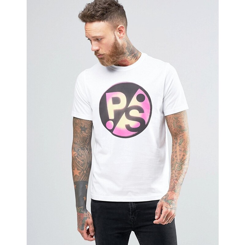 PS by Paul Smith Paul Smith - T-Shirt mit großem PS-Print in Weiß - Weiß