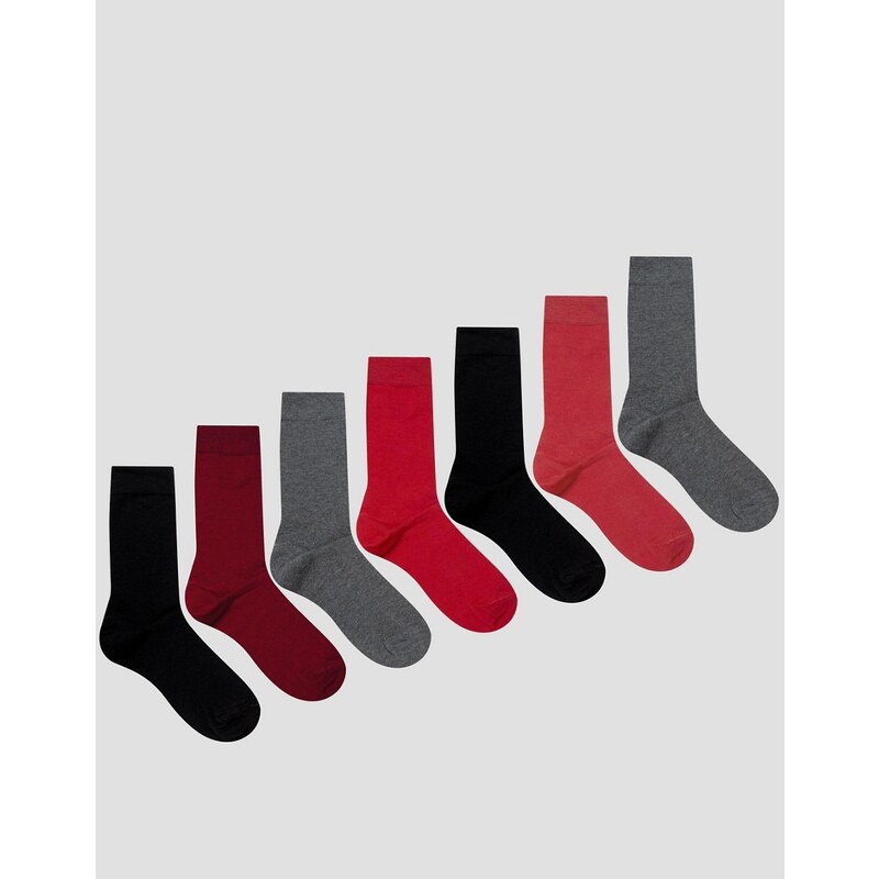 ASOS - Socken in Pflaume, 7er-Set - Mehrfarbig
