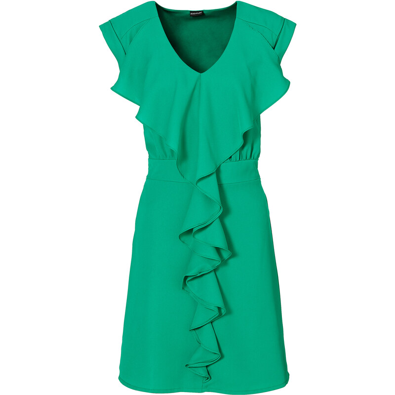 BODYFLIRT Kleid/Sommerkleid kurzer Arm in grün (V-Ausschnitt) von bonprix