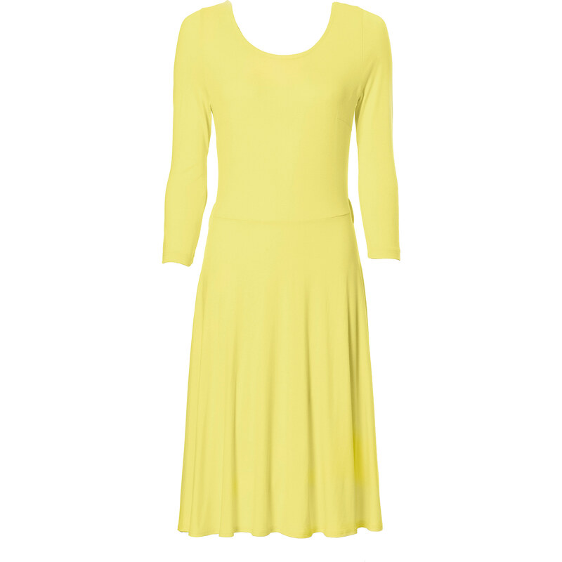 BODYFLIRT Kleid 3/4 Arm figurbetont in gelb (Rundhals) von bonprix