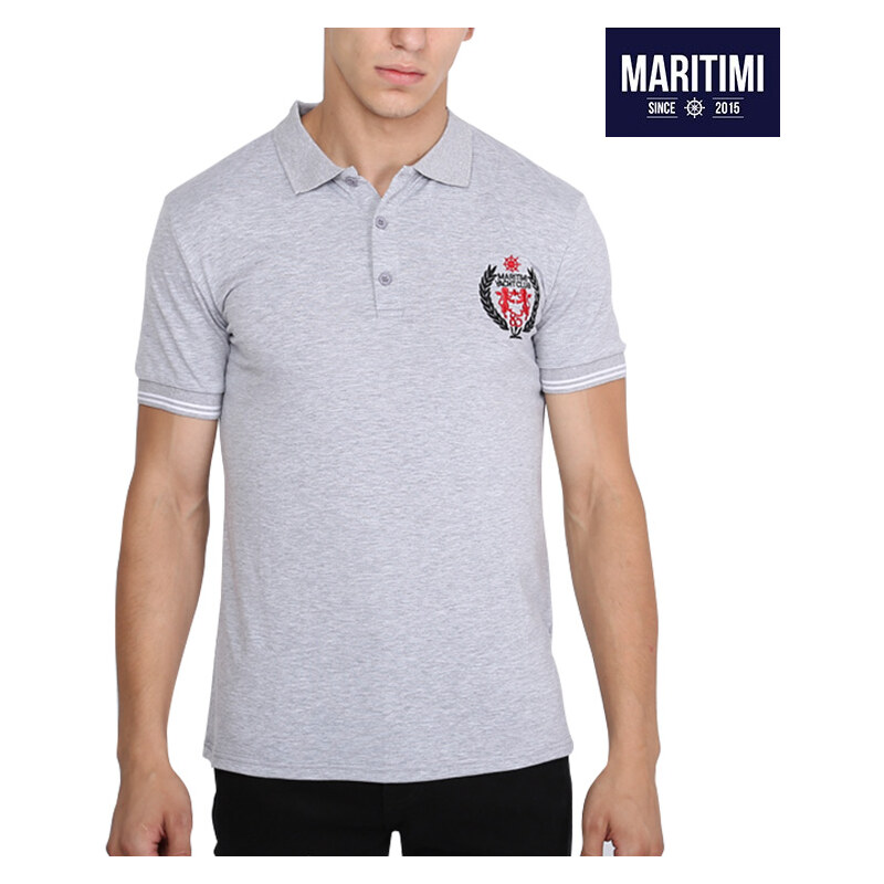 Maritimi Basic-Poloshirt mit Bruststickerei - S