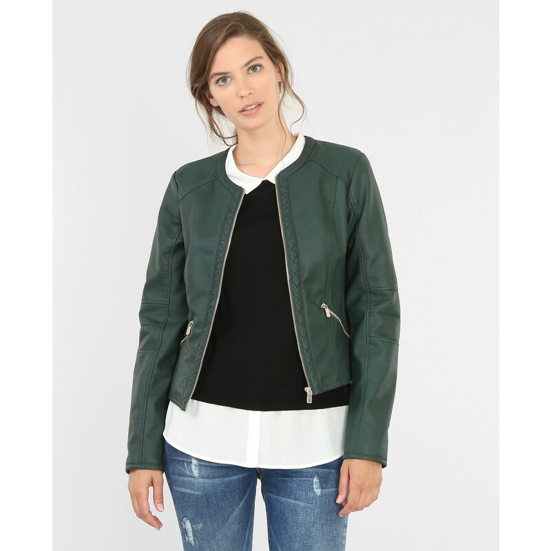 Jacke aus Kunstleder Tannengrün, Größe 40 -Pimkie- Mode für Damen