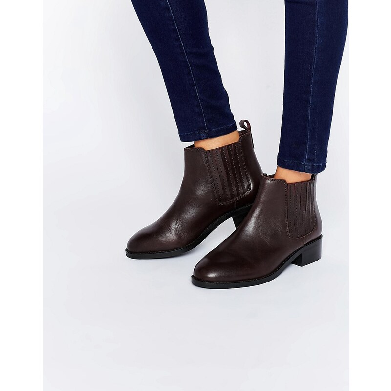 ASOS ABOUT TIME - Chelsea-Lederstiefel in weiter Passform - Rot
