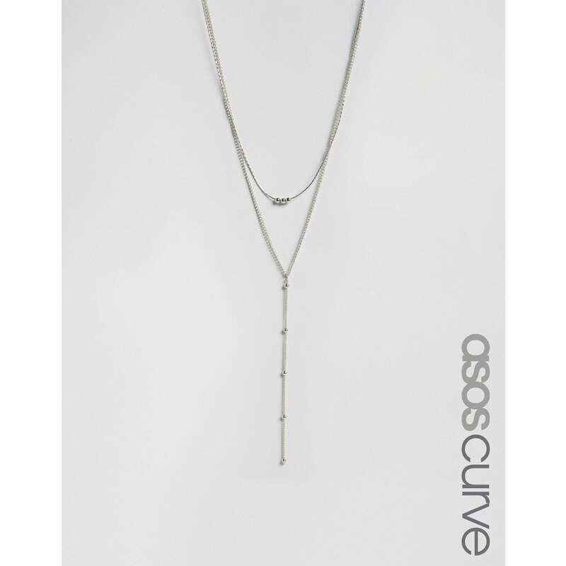 ASOS CURVE - Mehrreihige Halskette mit Kugelkette - Silber
