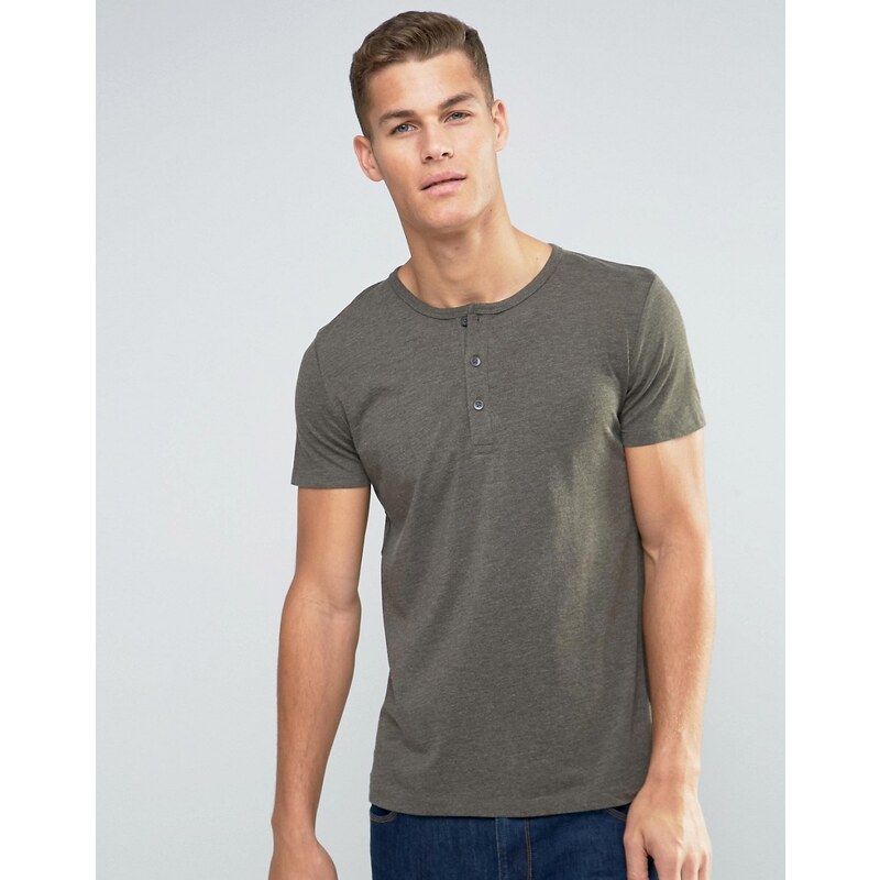 Esprit - T-Shirt mit Henley-Kragen - Grün