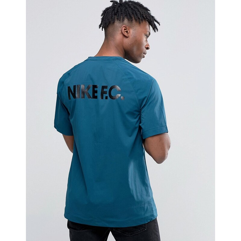 Nike - FC - Schweres, blaues T-Shirt mit Reißverschluss auf der Schulter, 802417-346 - Blau