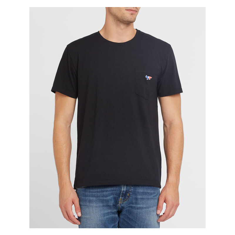 MAISON KITSUNÉ Schwarzes Pocket-T-Shirt mit Aufnäher