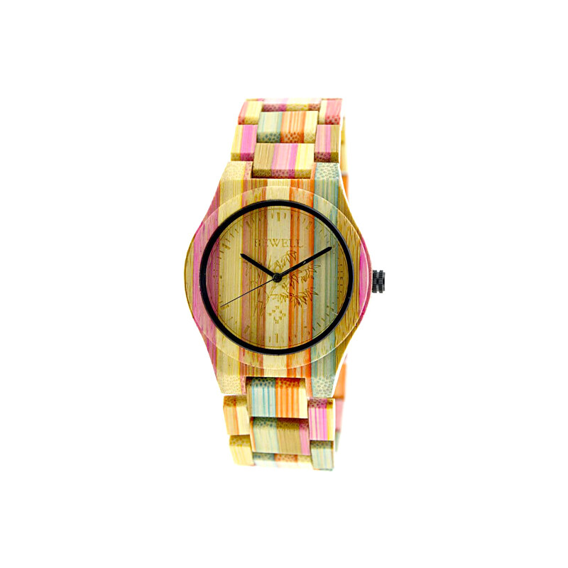 Lesara Bambus-Armbanduhr im bunten Design