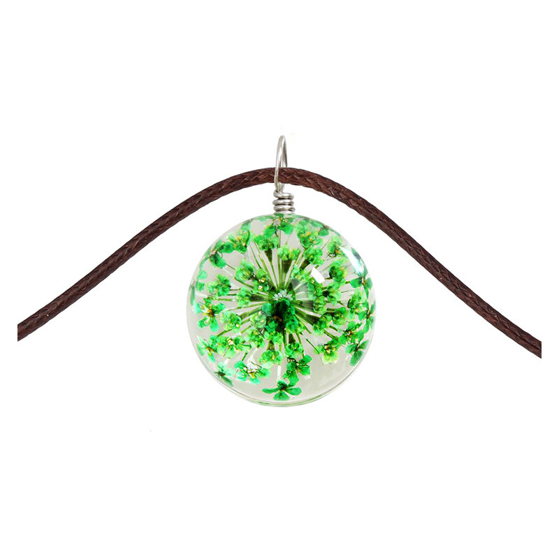 Lesara Halskette mit Blüten-Glaskugel - Grün
