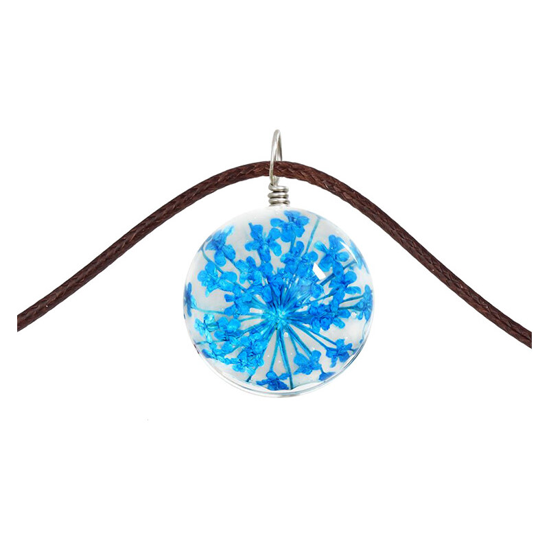 Lesara Halskette mit Blüten-Glaskugel - Blau