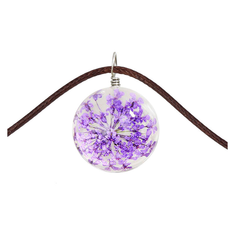 Lesara Halskette mit Blüten-Glaskugel - Violett