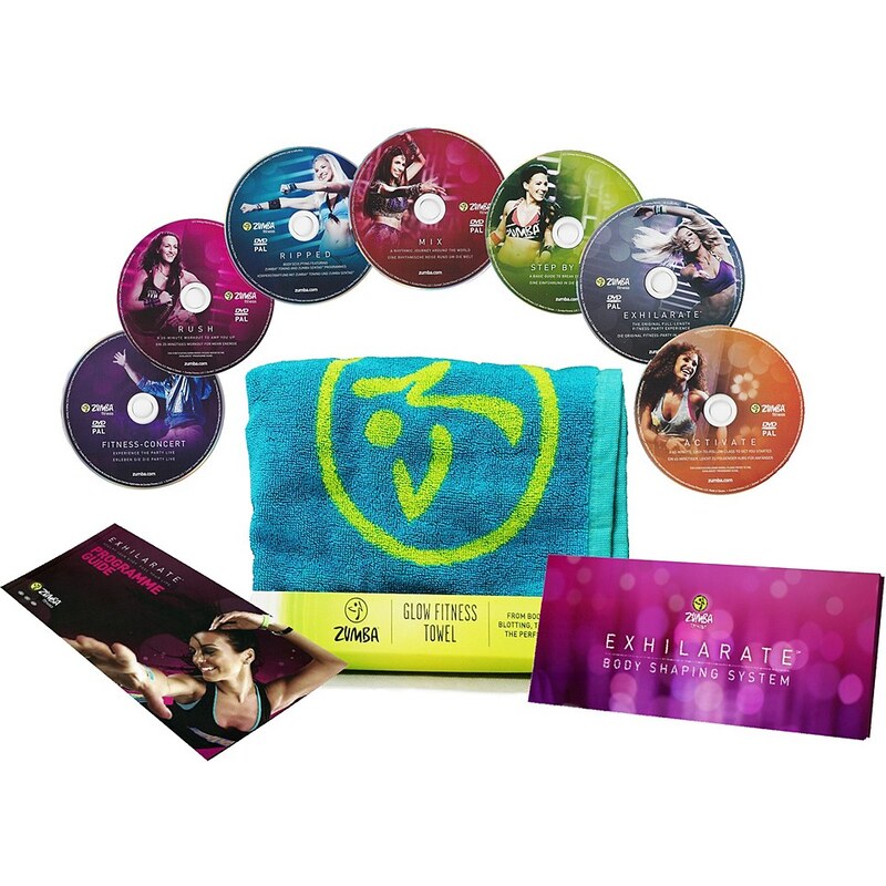 Zumba® Fitness Workout DVD Set, »Zumba® 7tlg. Exhilarate DVD-Set mit Glow Fitness Towel«