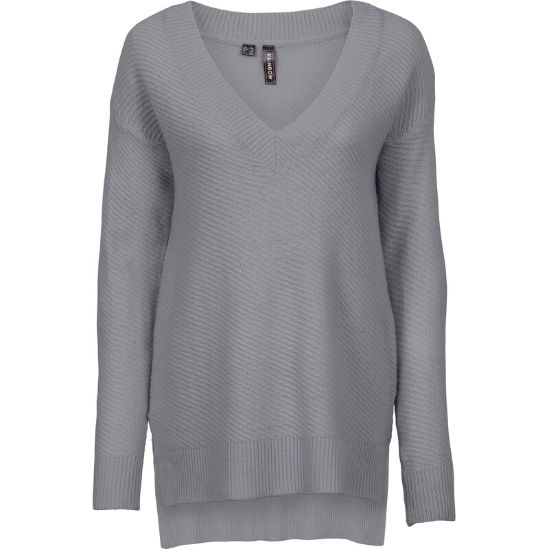 RAINBOW Oversize-Pullover langarm in grau für Damen von bonprix
